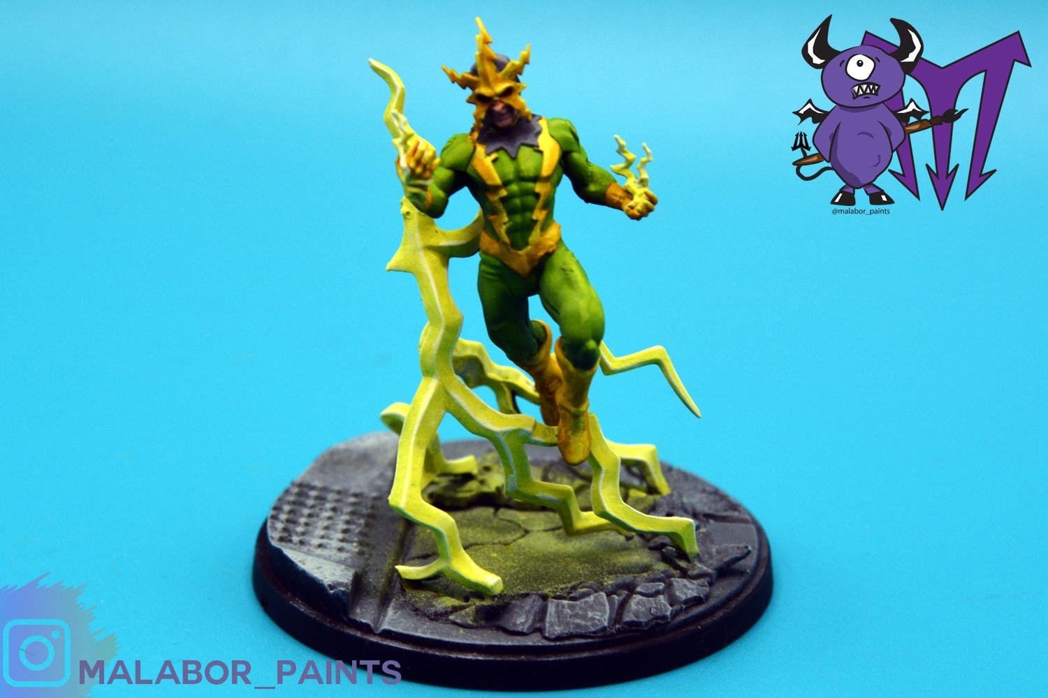 Fully painted Marvel Crisis Protocol: Electro & Sandman & Shocker & Vulture by Malabor Paints