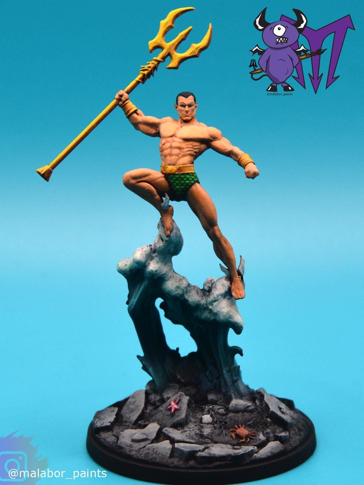Fully painted Marvel Crisis Protocol: Black Panther, Chosen of Bast & Namor, the Sub-Mariner by Malabor Paints