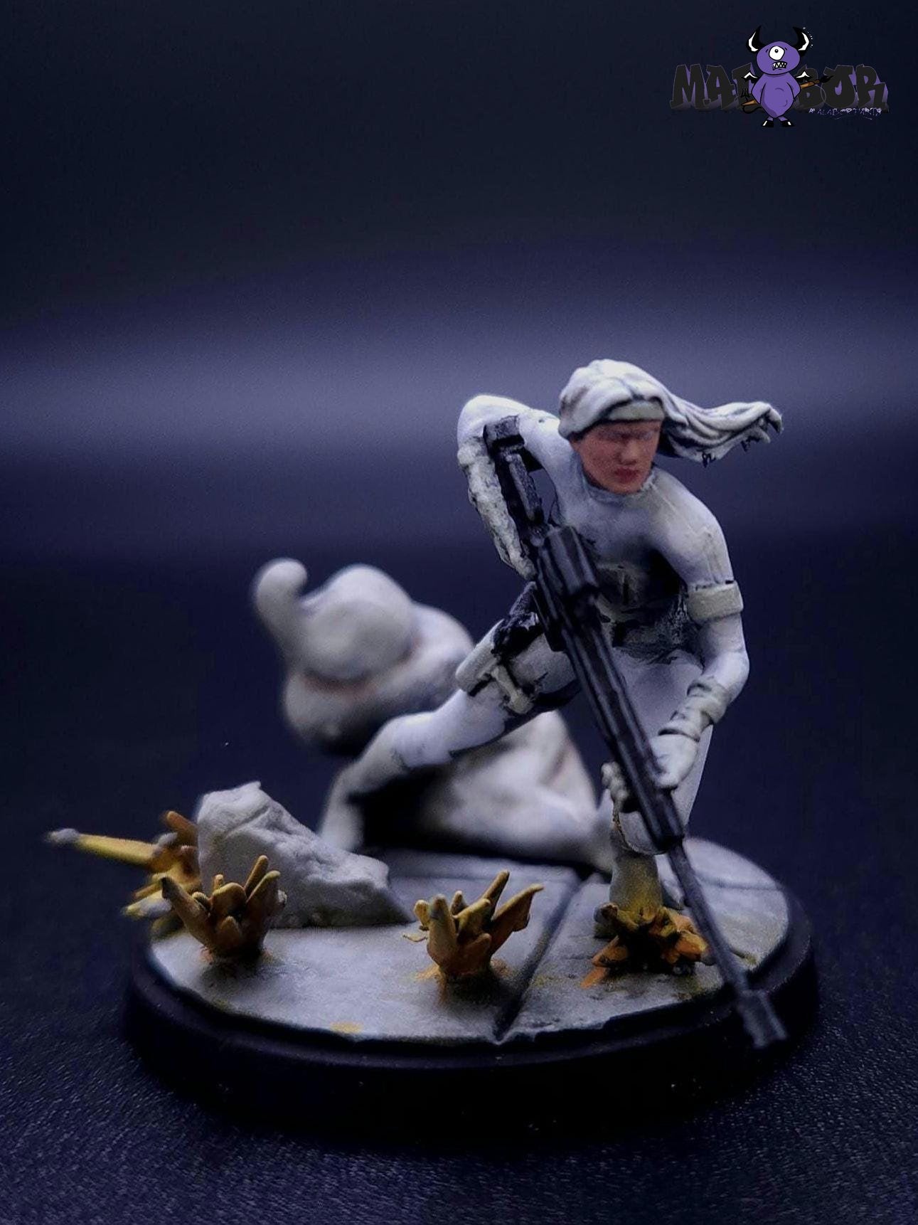 Fully painted Marvel Crisis Protocol: Shang Chi & Silver Sable by Malabor Paints