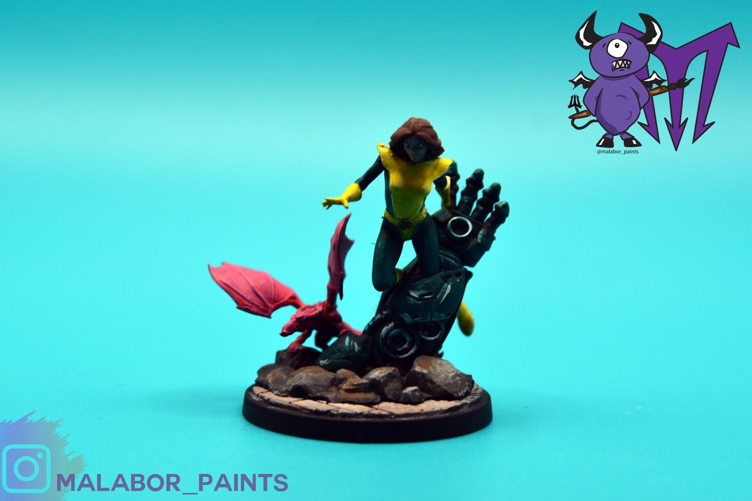 Fully painted Marvel Crisis Protocol: Iceman & Shadowcat by Malabor Paints