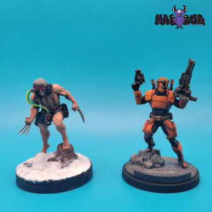 Fully painted Marvel Crisis Protocol: Weapon X &amp; Maverick by Malabor Paints