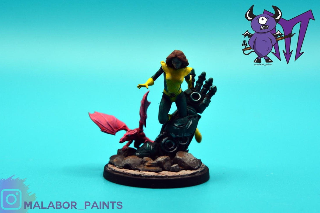 Fully painted Marvel Crisis Protocol: Iceman &amp; Shadowcat by Malabor Paints