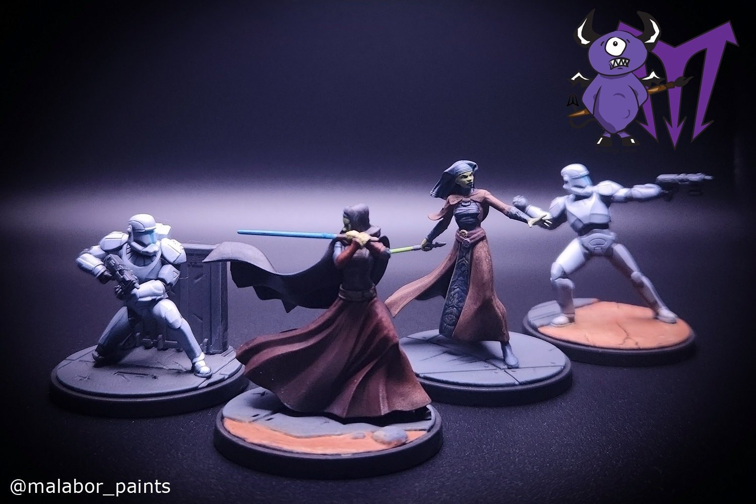 Fully painted Star Wars Shatterpoint: Plans and Preparation - General Luminara Unduli Squad Pack by Malabor Paints