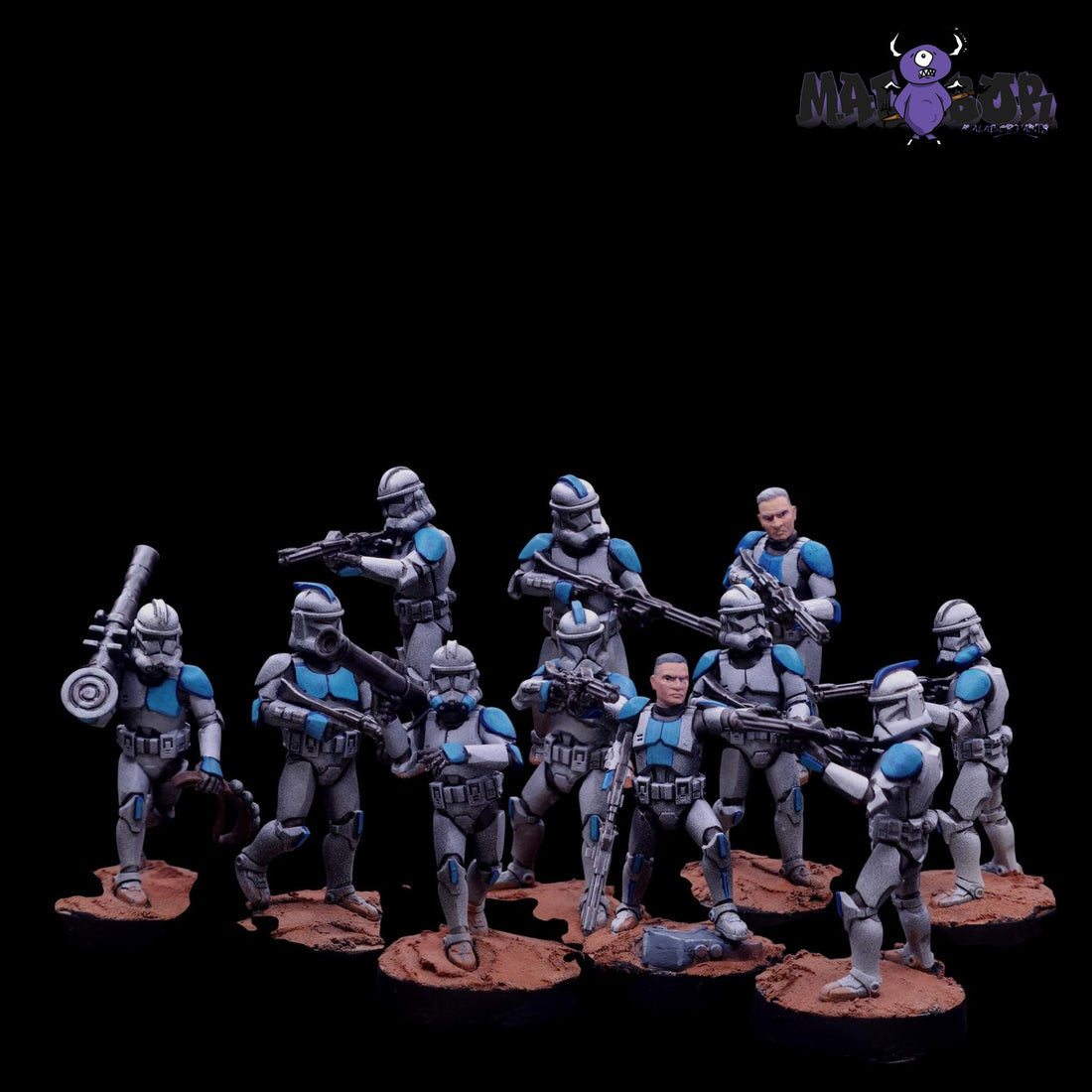Fully painted Star Wars Legion: Clone Trooper Marksmen by Malabor Paints