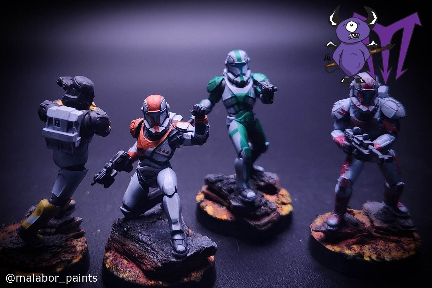 Fully painted Star Wars Legion: Republic Clone Commandos by Malabor Paints