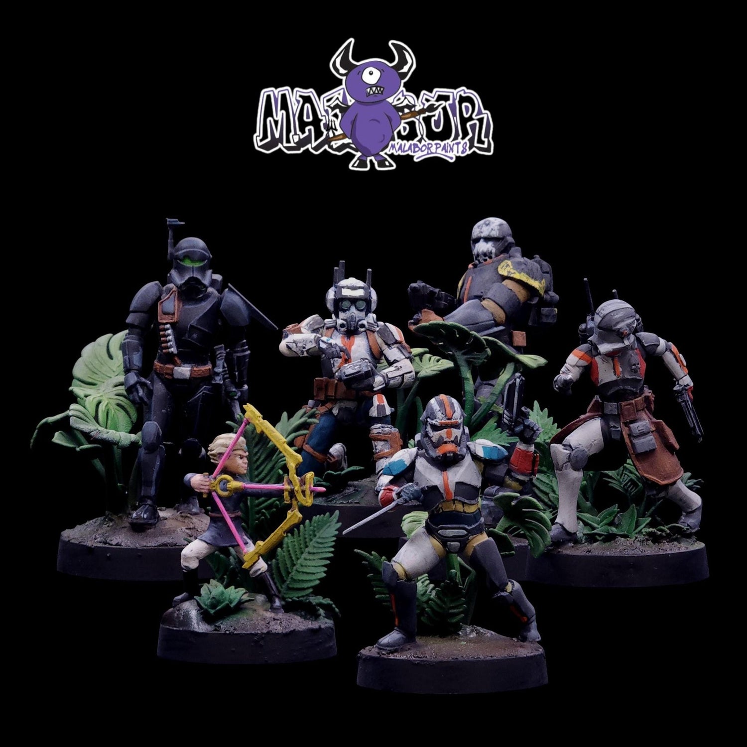 Fully painted Star Wars Legion: Bad Batch by Malabor Paints