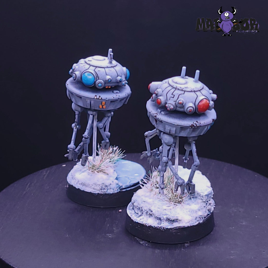 Fully painted Star Wars Legion: Imperial Probe Droids by Malabor Paints